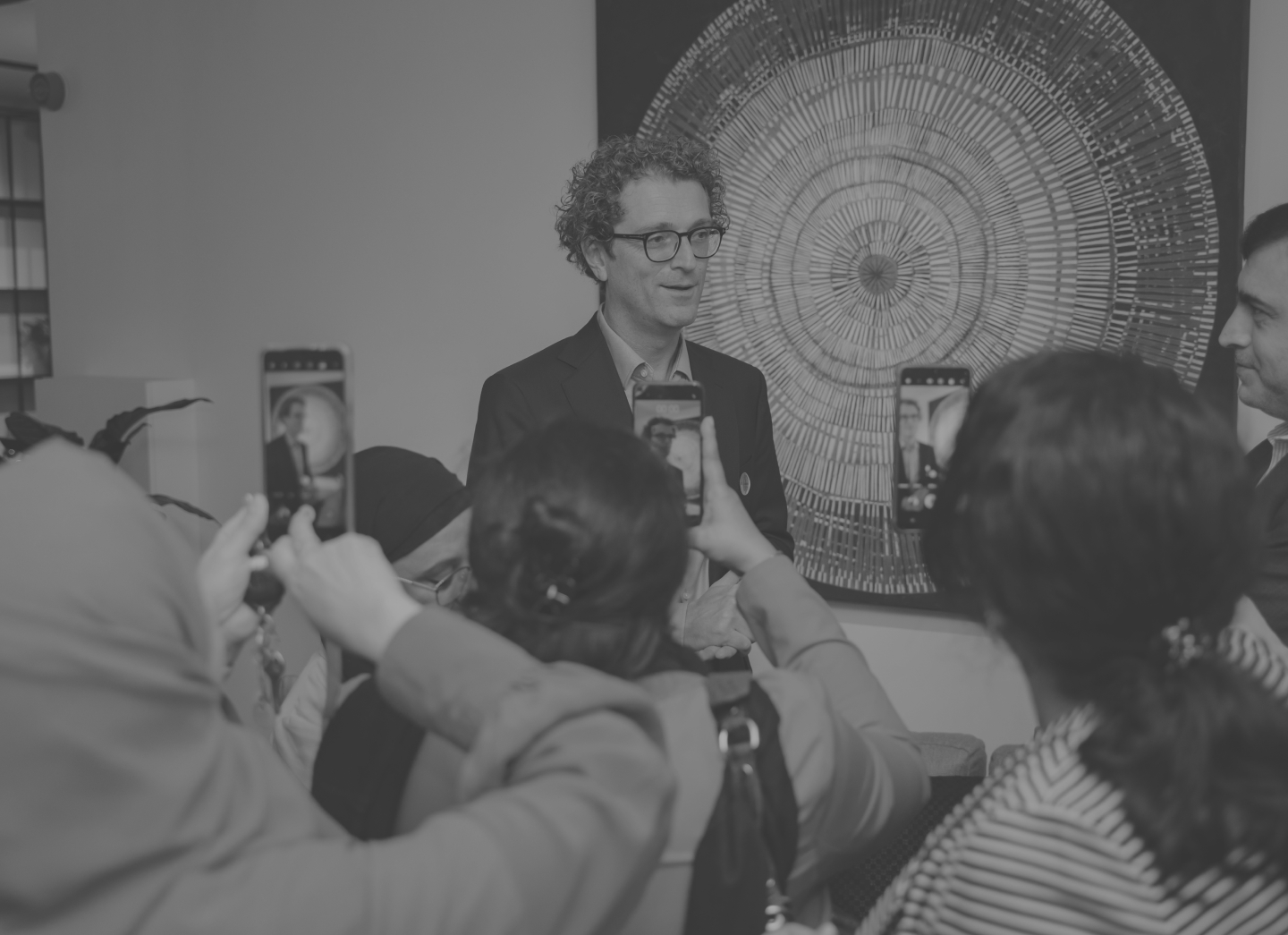 Alexander with the press