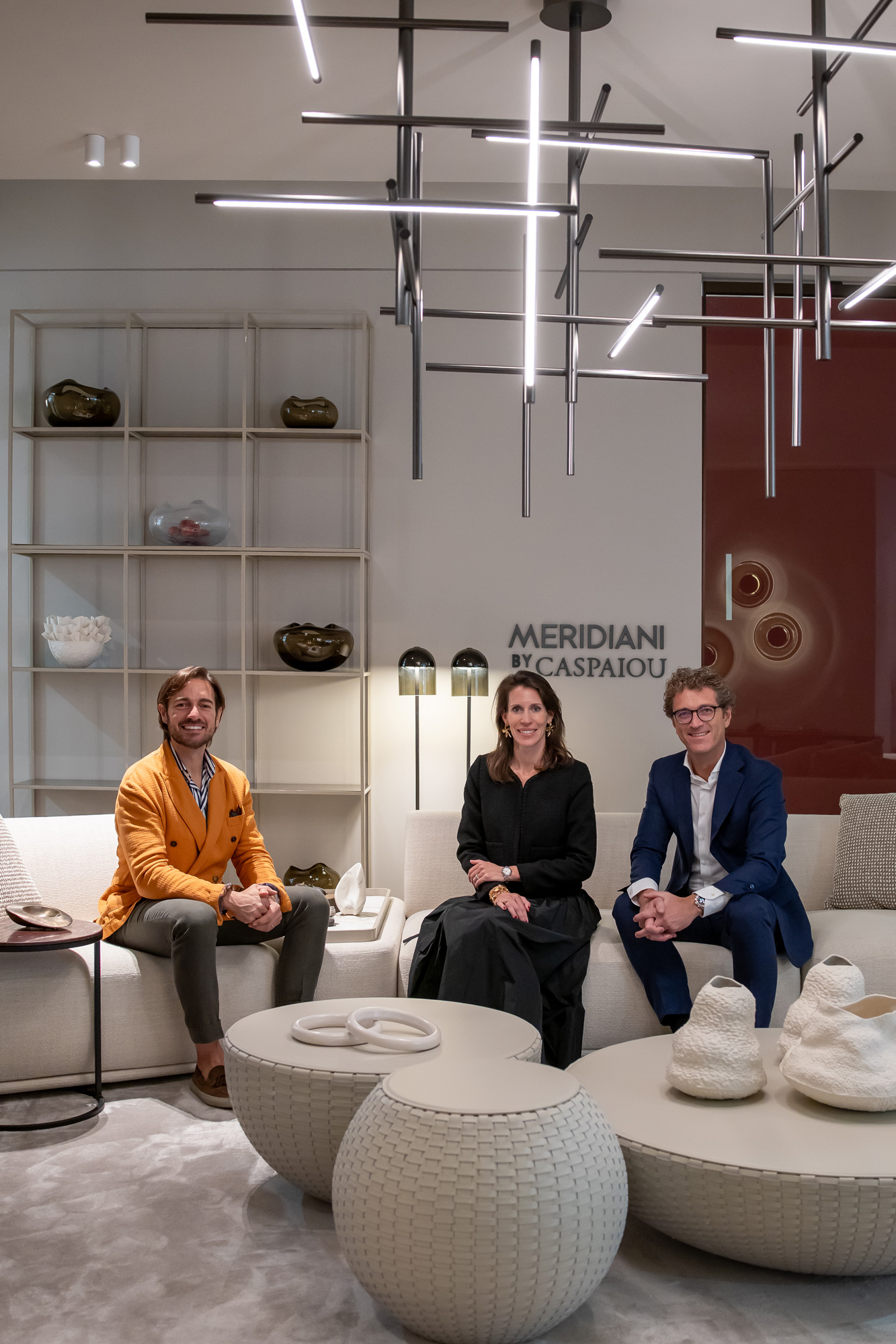 Cristian Lapolla of Meridiani at the Caspaiou stand at Downtown Design 2025