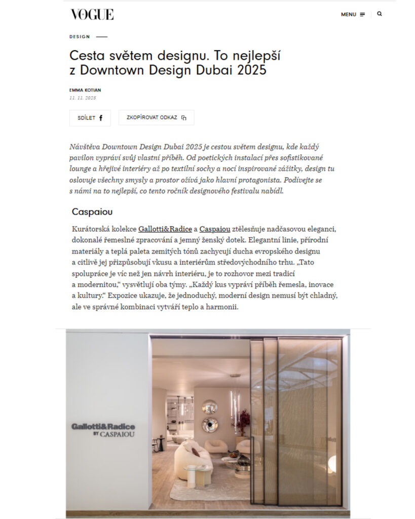 Caspaiou on Vogue.cz Vogue CS with Gallotti&Radice at Downtown Design 2025